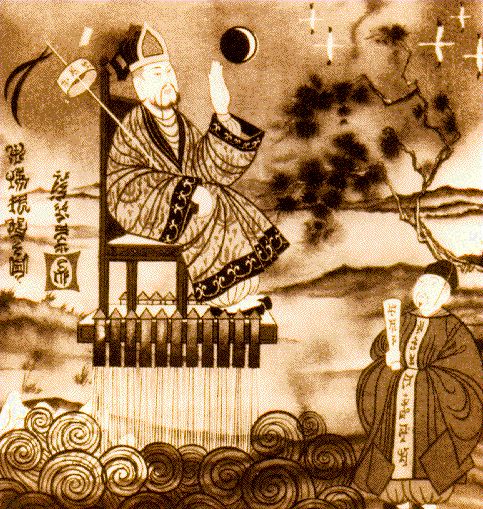 图3 万户飞天（明代载人火箭飞行尝试，图为历史插画）